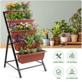 thumbnail image 4 of Funcid 4 ft Vertical Garden 5-Tier Raised Garden Bed Planter Box for Patio Balcony Flower Herb Freestanding Garden Planter Brown, 2 Packs, 26"×22.75×45", 4 of 12