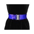 thumbnail image 4 of INSPIRE CHIC Ladies Stretchy Wide Waist Belts Interlock Buckles Shinny Sequins Decor Belts for Dresses Royal Blue, 4 of 5