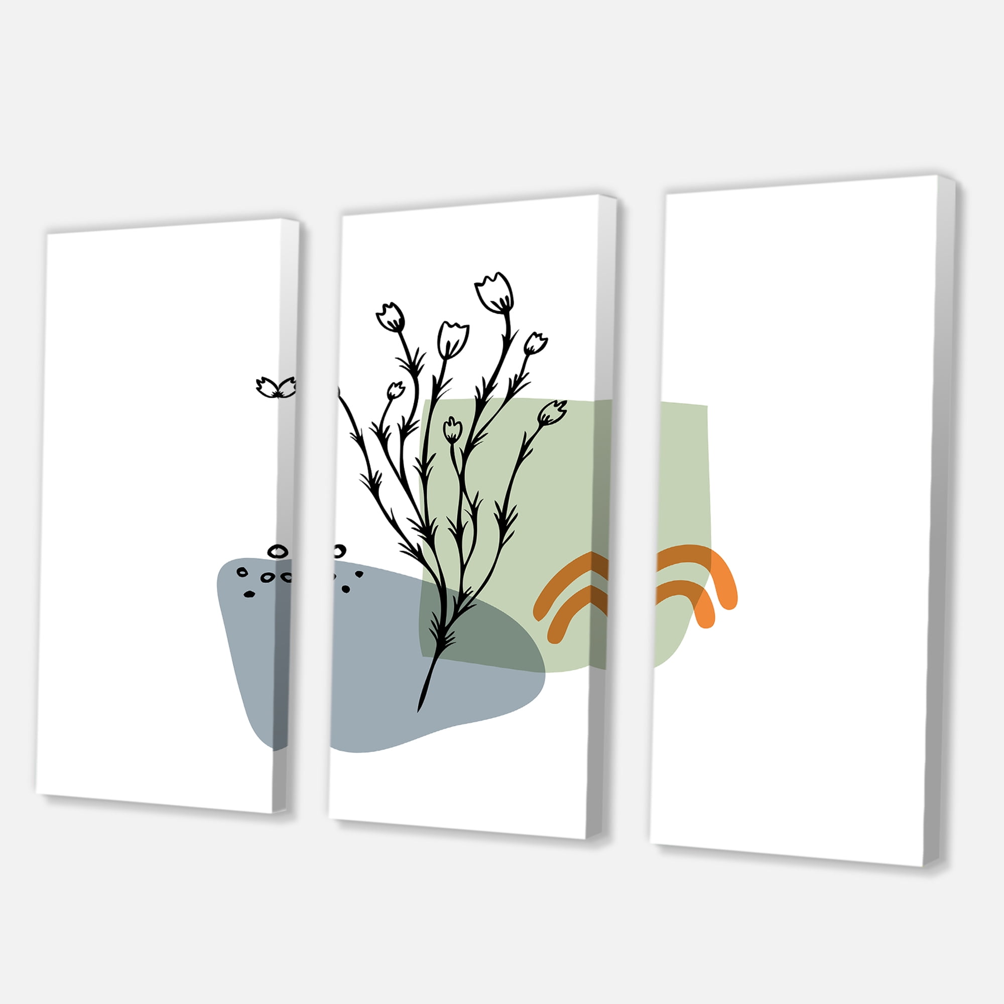 Designart ' Abstract Minimal Shapes Under Flowers II ' Modern Canvas Wall Art Print