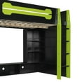 thumbnail image 5 of Euroco Full Size Loft Bed with Desk, Gaming Bed with RGB Light and Storage Selves, Green, 5 of 16
