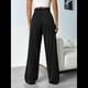 thumbnail image 4 of Pantalones Deportivos Holgados de Cintura Alta con Cordón Ajustable para Mujer, Pantalones Deportivos de Pierna y Bolsillos Negro M, 4 of 7