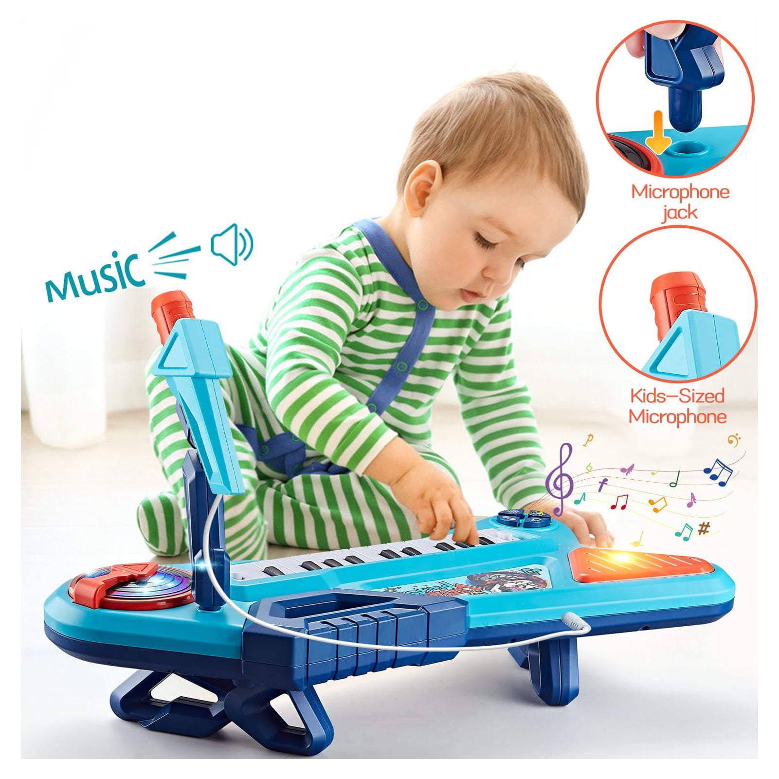 First Birthday Toddler Piano Toys for 1 Year Old Boy Gift Baby Keyboard and Microphone Musical Instruments
