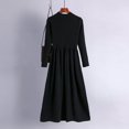 thumbnail image 2 of Robe Femme Col Montant Automne Hiver Col Roulé Manches Longues Ligne A Robe Tricotée Élégante Vêtements Adultes Femme Noir Taille Unique, 2 of 7