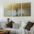 thumbnail image 2 of Shadudu Wall Art Gold Abstract Tree of Life Modern Artwork Canvas Painting Textured Tree Pictures Wall Decor Home Decor Wall Ready to Hang for Bedroom Living Room 12x16x3pcs, 2 of 6