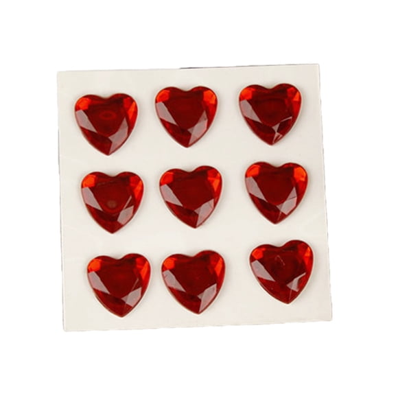 Billuyoard 10 hojas de pegatinas de diamantes de imitación, calcomanías acrílicas de mano para niños, estudiante tridimensional DIY, amor, corazón, Artesanía Rojo