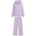 thumbnail image 5 of WULMLEO Sweat Sets for Women 2 Piece Zip Up Hoodie and Sweat Pants Set Tracksuit Purple L, 5 of 5