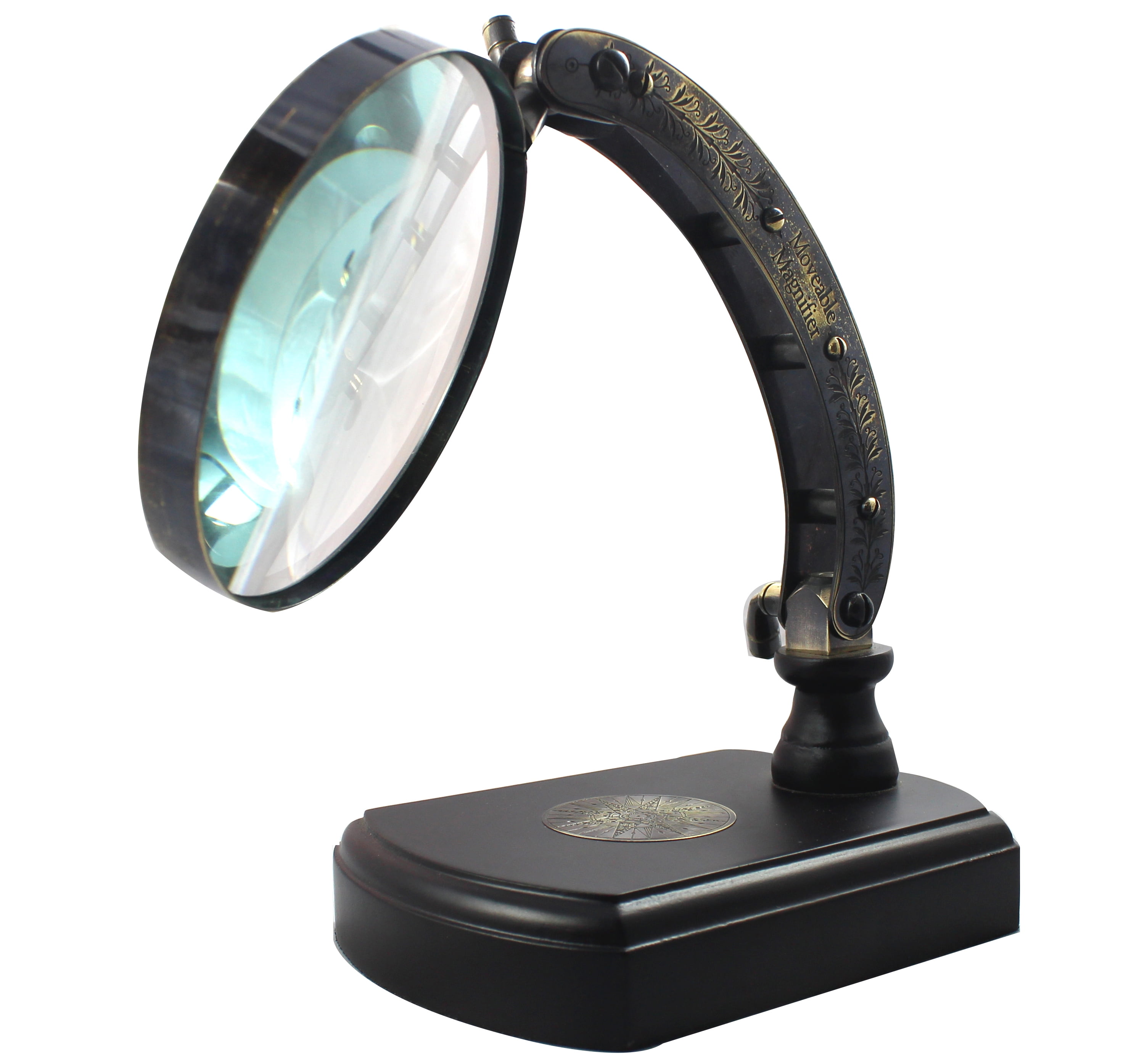 Antique Desk Magnifying Glass Vintage Map Reader Lens Brass Folding 9 x 6 Inches Brass
