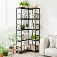 thumbnail image 4 of NUMENN 5 Tier Corner Bookshelf, Wood and Metal Bookcase Storage Shelf, Tall Corner Cabinet for Living Room, Bedroom, Home Office and Kitchen, Black, 4 of 14