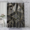 thumbnail image 3 of Stall 36Wx72HInch Modern Geometric Marble Shower Curtain Sets with Hooks,Black Gold Marble Narrow Bathroom Shower Curtains, Water Resistant Polyester Fabric Bath Curtain Washable, 3 of 4