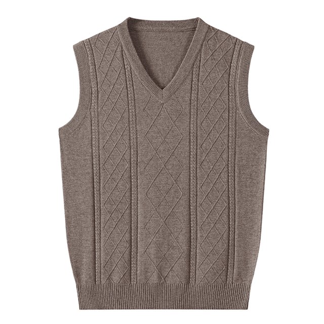 pstuiky Camisetas sin mangas para hombre, Suéter elástico de cuello redondo tejido en color liso para hombre Chaleco de hombre xxxl
