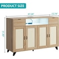 thumbnail image 2 of 47.2“”Rattan Sideboard Cabinet with Charging Station & LED Lighting, Boho Buffet with Adjustable Shelves for Living Room & Dining Room, 2 of 8