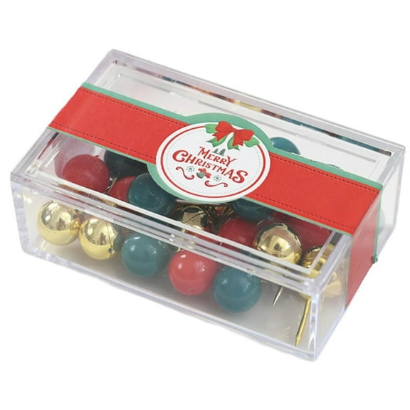 Christmas Themed Push Pins Decorative Thumb Tacks Map Pins Paper Clips Metal Paper Binder Clip with Case for Office