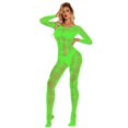 thumbnail image 4 of Luxalzxs Babydoll Lingerie for Women Lace Bodystocking Cut Out Long Sleeve Sheer Mesh Fishnet Crotchless Lingerie Sexy Bodysuit, 4 of 5