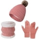 thumbnail image 2 of Conjunto de 3 gorros, bufandas y guantes de invierno para mujer, gorro de cuello largo, bufanda tejida, guantes para pantalla táctil, regalo de Navidad, bufanda acrílica., 2 of 6