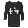 thumbnail image 5 of Aueoeo Women's Daily Printed Patterns 3/4 Sleeve Round Neck T-Shirts Casual Pullover Tops for Summer Outdoor (S–Xxl),Black,XL, 5 of 5