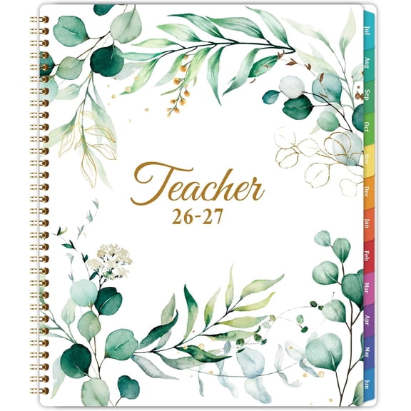 Teacher Planner For Academic Year July 2026 To June 2027, Weekly And Monthly Lesson Planner, 11" x 8.3", With Monthly Tabs, Inspirational Quotes And Thick Paper