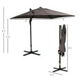 thumbnail image 3 of Outsunny 8'x8' Square Patio Hanging Offset Umbrella w/ Base Light Brown, 3 of 10