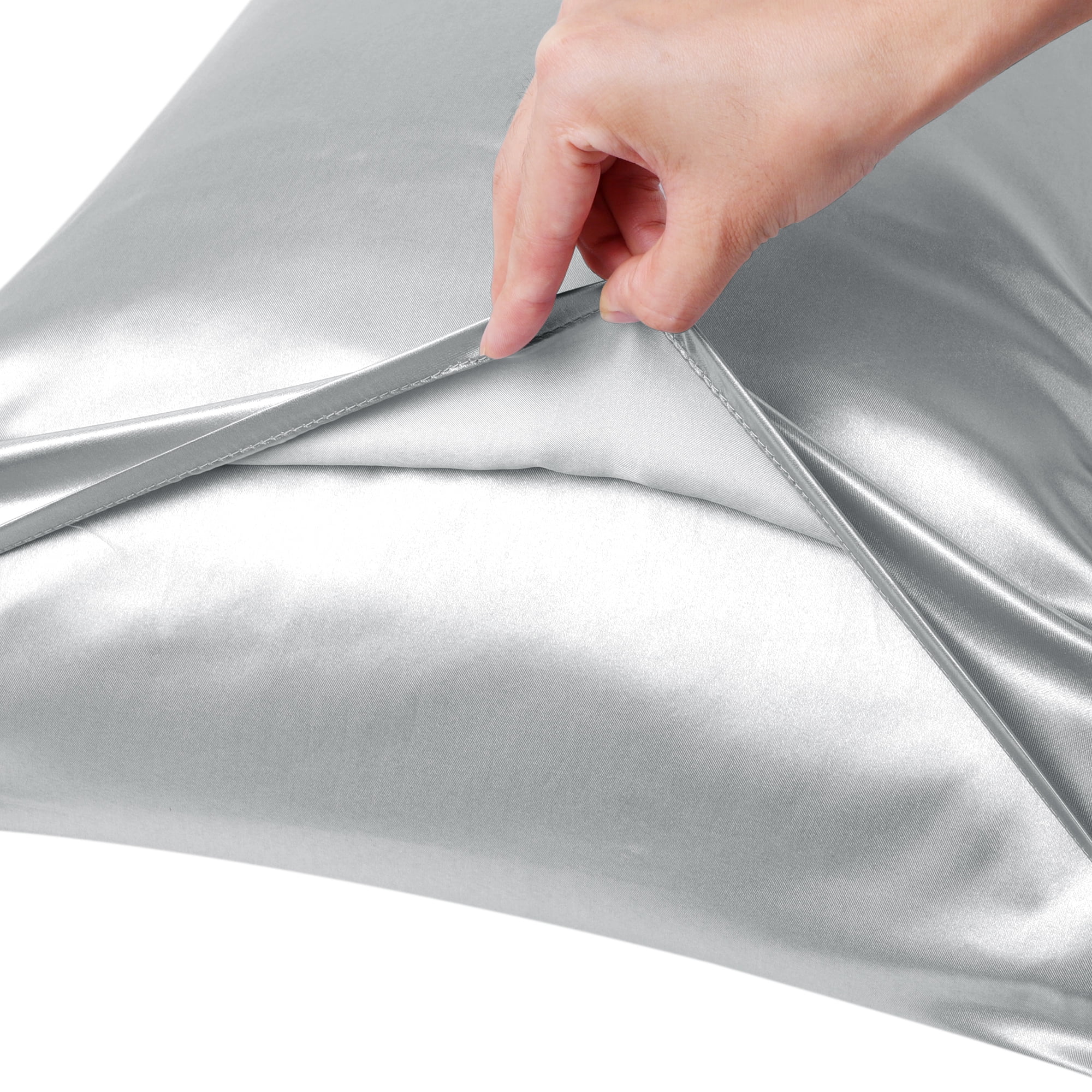Unique Bargains Satin Envelope Closure Body Pillowcases Silver 20"x72" 1 PC