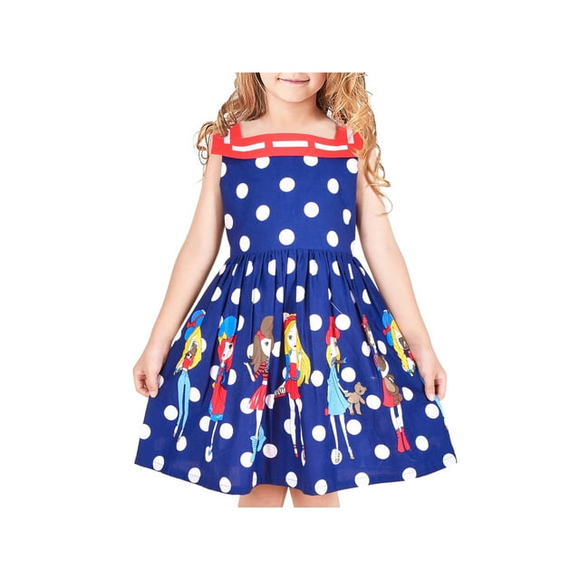 Robe Vintage pour Filles Rétro Années 1950 Rockabilly à Pois Col Carré 8 Ans