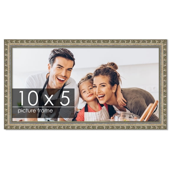 10x5 Silver Wood Picture Frame - UV Acrylic, Foam Board Backing, Hanging Hardware