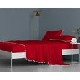 thumbnail image 3 of DNG Creations 4 Piece Pom Pom Sheet Set 100% Egyptian Cotton, White Pom-Pom Fringe Solid Pattern 24 Inch Deep Pocket ( Solid Red - California King ), 3 of 7