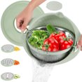 thumbnail image 2 of Ensemble de Passoire de Cuisine avec Bol Mélangeur en Plastique, Passoires Alimentaires Rotatives à 360° avec Râpes à 3 Fils, Passoire à Pâtes en Acier Inoxydable avec Poignée, Passoire à Riz, Essoreuse à Salade, Panier de Lavage de Légumes, 2 of 11