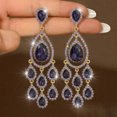 thumbnail image 1 of AEXTO Long Full Rhinestone Teardrop Crystal Dangle Chandelier Drop Earrings Fashion Jewelry, 1 of 9