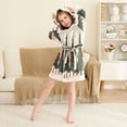 thumbnail image 3 of FORMRS Niños Bathrobe Unisex Hooded Robe Soft Plush Pajamas Sleepwear, Size 7-9T, Beige Christmas Trees, 3 of 7