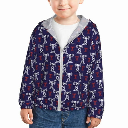 

Gaeub Cell Tower Print Athletic Sun Protection Hoodie for Kids Long Sleeve Outdoor UV Shirt Running Fishing Top for Boys Girls-3 Years