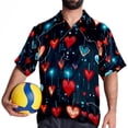 thumbnail image 4 of Valentine's Day Love ECG Men's Casual Poplin Printed Button Down Short Sleeve Summer Beach Shirts - Unisex, 4 of 6