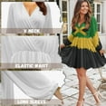 thumbnail image 6 of Yuyamidu Jamaican Flag Fall Dresses Novelty Long Sleeve Dress for Women Trendy Elastic Waist Pleated Swing Dress Size XL Comfy Knee Length A Line Dress, 6 of 7