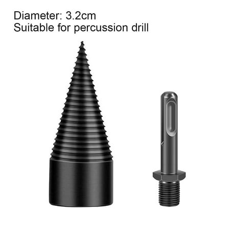 

Firewood Drill Bit Carbon Steel Wood Splitter Non-slip Log Driver Round 32mm for Percussion Drill