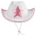 thumbnail image 2 of Segolike West Cowboy Hat with Tiara Sequin Star Sun Hats White Felt Wide Brim Novelty Hat , Women Ladies, Dress up ,Fancy Dress, 2 of 7