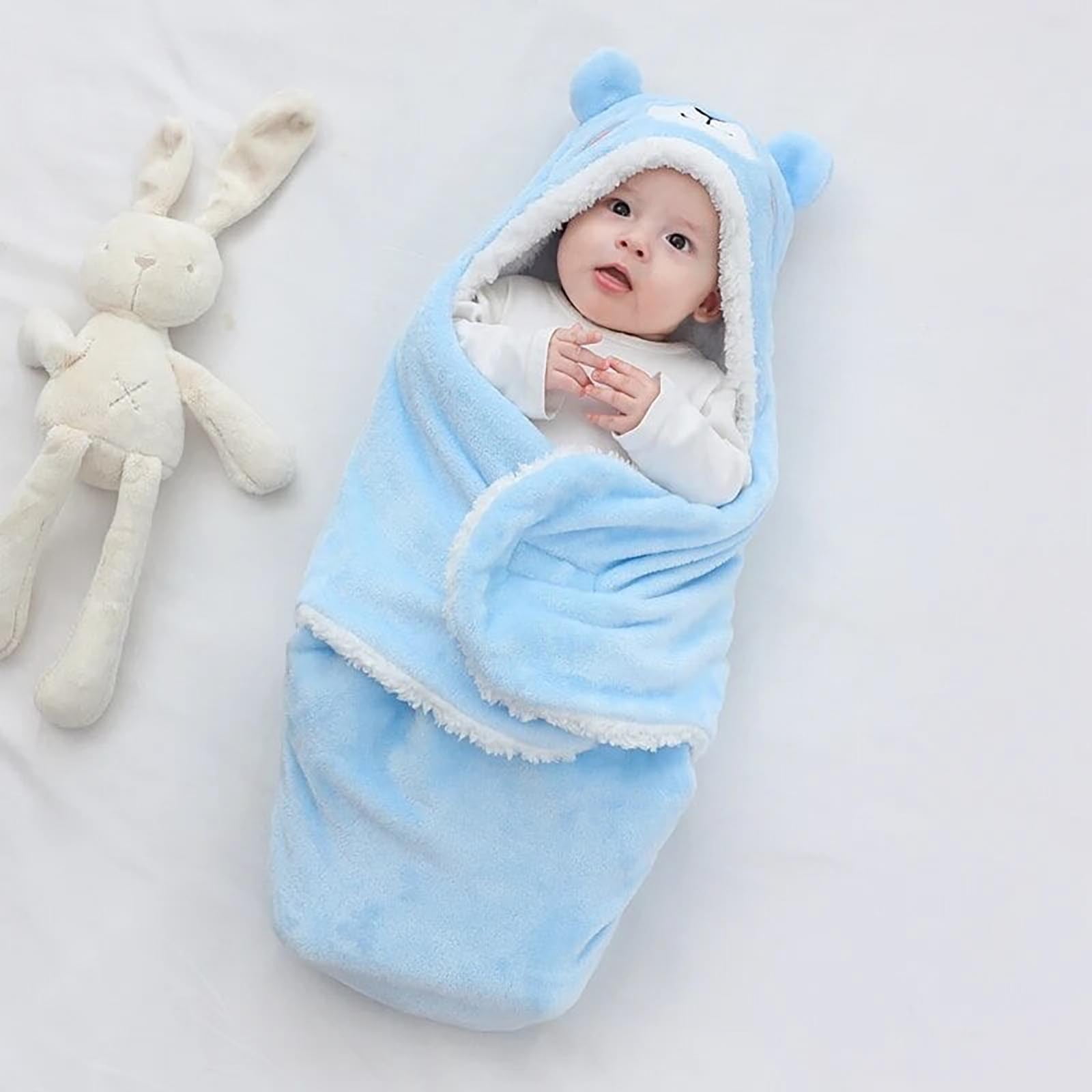 Swaddle Blanket 32.2In Secure Adjustable Wrap Sleep Sack Machine Washable Multi-Purpose Nursing Cover Burp Cloth Changing Mat Play Mat Home Use Holiday Gift Party Present Comfortable Wrap Blanket