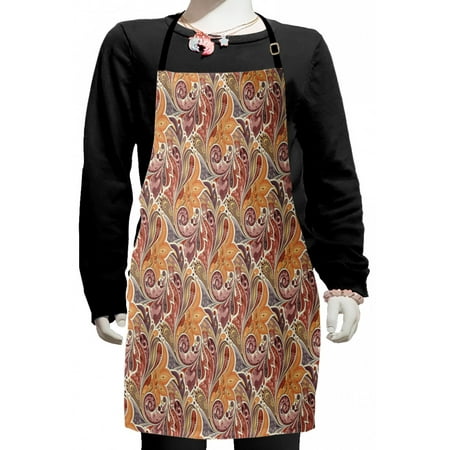 

Floral Kids Apron Traditional Paisley Leaf Pattern with Persian Details Colorful Boho Design Boys Girls Apron Bib with Adjustable Ties for Cooking Baking Painting Multicolor by Ambesonne