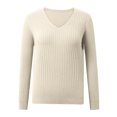 thumbnail image 6 of Sweaters for Women V Neck Casual Knit Long Sleeve Tops Lightweight Pullover Clothes Fall Fashion Outfits 2026 Beige L, 6 of 6