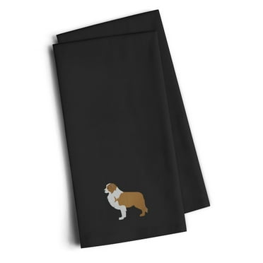 Red Border Collie Black Embroidered Towel Set of 2