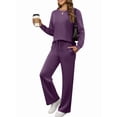 thumbnail image 2 of Women'S 2 Piece Lounge Sets Side Slit Outfits Wide Leg Tracksuit Comfy Loungewear Fashion Sweatsuit XXXL, 2 of 9