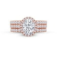 thumbnail image 2 of AFFY 2.50CT Moissanite Diamond Three-in-One Oval Halo Eternity Wedding Ring Set 14K Rose Gold over Silver-5, 2 of 6