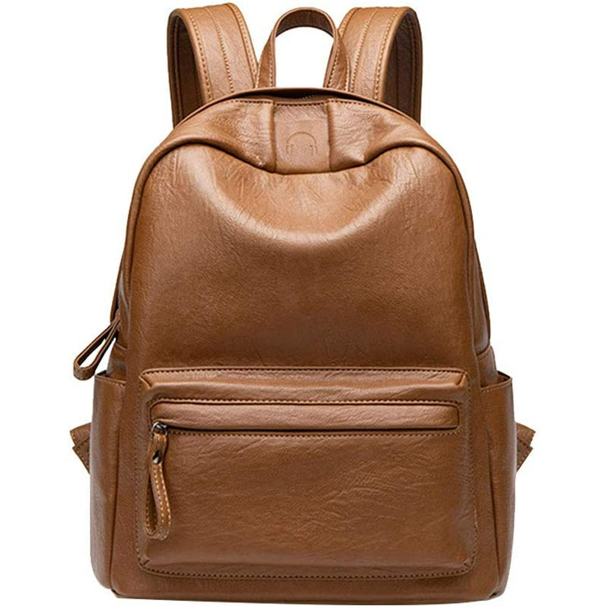 Htooq Soft Leather Large Capacity Backpack Multifunctional Fashion Backpack For Women Ladies Girls Caramel Color Women Girls Bag