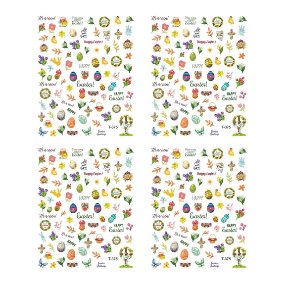 RAGUPEL Easter Nail Sticker Self-Adhesive Paper Easter Nail Stickers, Spring Design for Holiday Nail Art, Easy-to-Apply Stickers for Easter Manicures