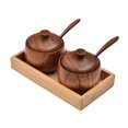 thumbnail image 1 of Tarro de madera para especias perfecl Organizador retro multifuncional con tapa Azucarero 2 frascos, 1 of 8