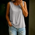 thumbnail image 2 of Delconic Womens Padded Tank Top Loose Fit Sleeveless Camisole Lightweight Built In Bra Casual Round Neck Summer Top Light Gray XL, 2 of 8