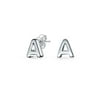 Alphabet Letter A Initial Block Type Stud Earrings Sterling Silver