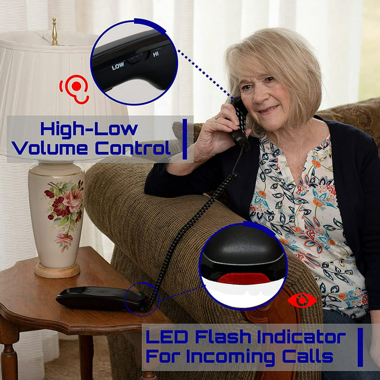 Tyler TBBP-4-WH Teléfono para personas mayores - Teléfono fijo de botón  grande para ancianos con altavoz, marcación rápida, control de volumen de