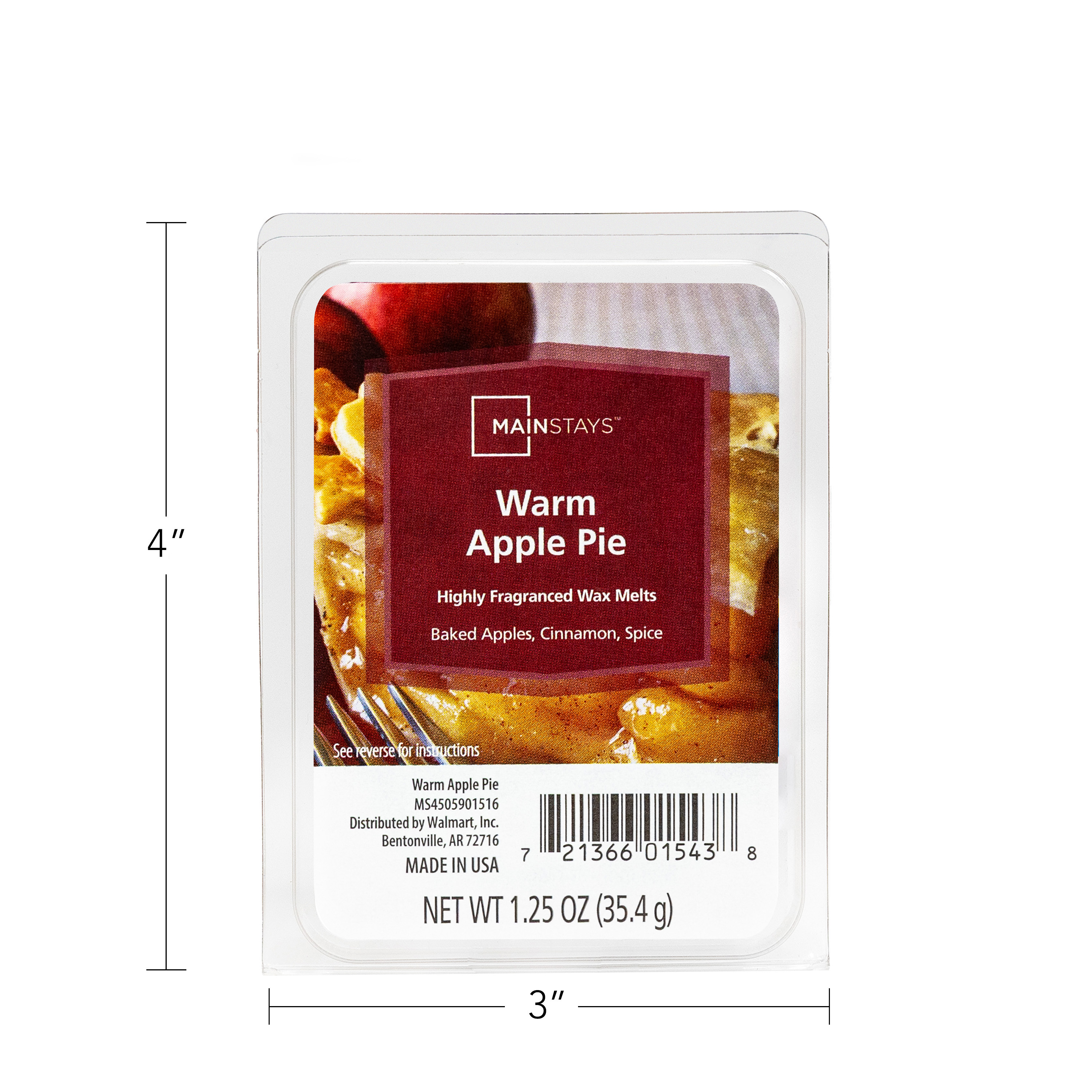 (6 pack) Mainstays 6 Cube Wax Melts, Warm Apple Pie, 1.25 oz