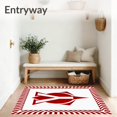 thumbnail image 3 of ODIKA 6'x9' Machine Washable Non-Slip Area Rug, Symbol Entryway Protective Guard With Zigzag Trim Decoration High Traffic Rug with Pad, Red, 669320, 3 of 8