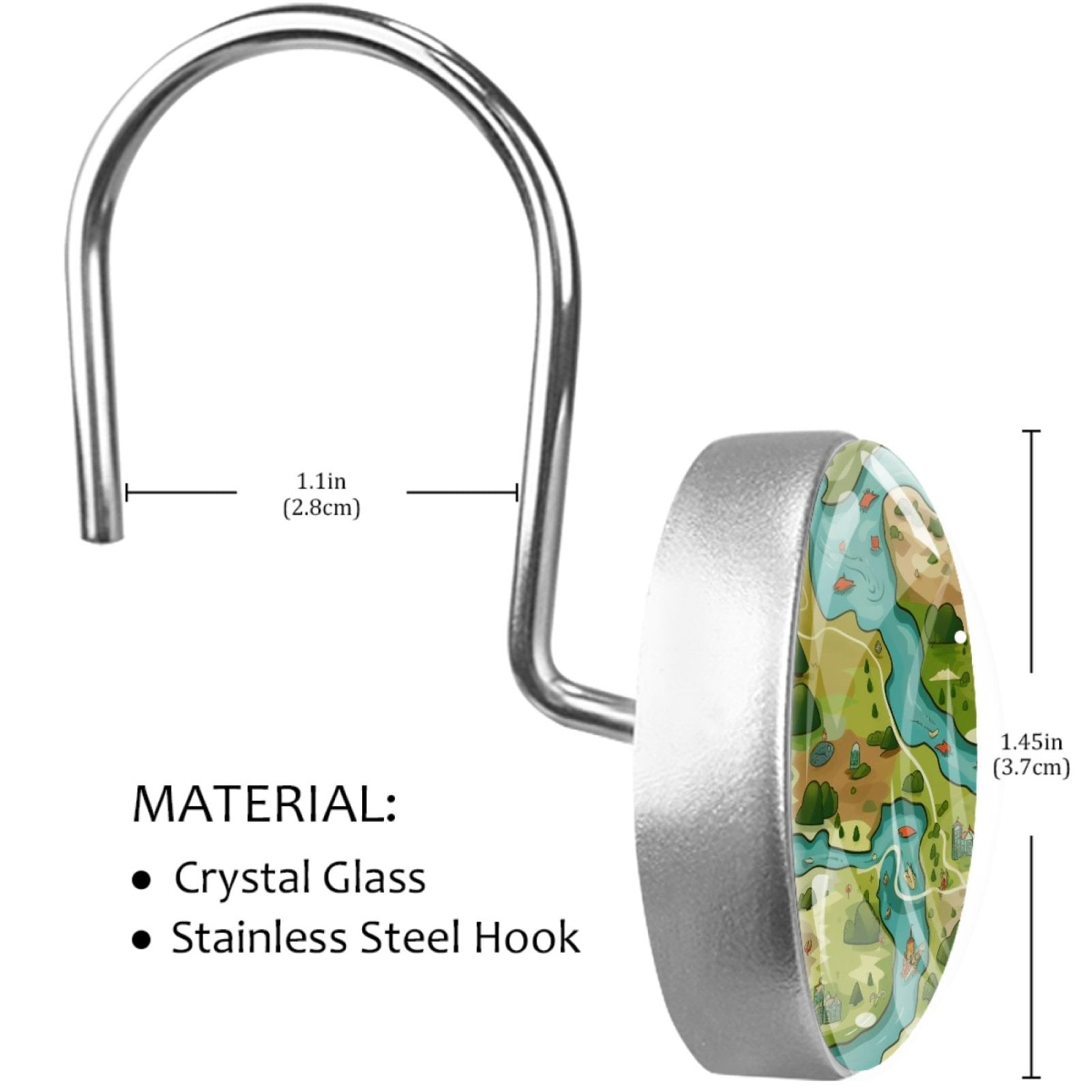 HemaKayy Sturdy Stainless Steel Shower Curtain Hooks, 12 Count