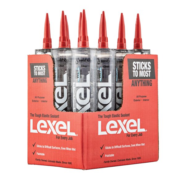 Cartucho Caulk Sashco Lexel transparente de 310 ml (paquete de 12)
