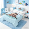 thumbnail image 2 of Manfei Cartoon Otter Couple Love Heart Twin Comforter Sets for Kids Boys and Girls, Animal Print Bedding Set, Polka Dots Reversible 2pcs, 1 Comforter and 1 Pillowcase, 2 of 6